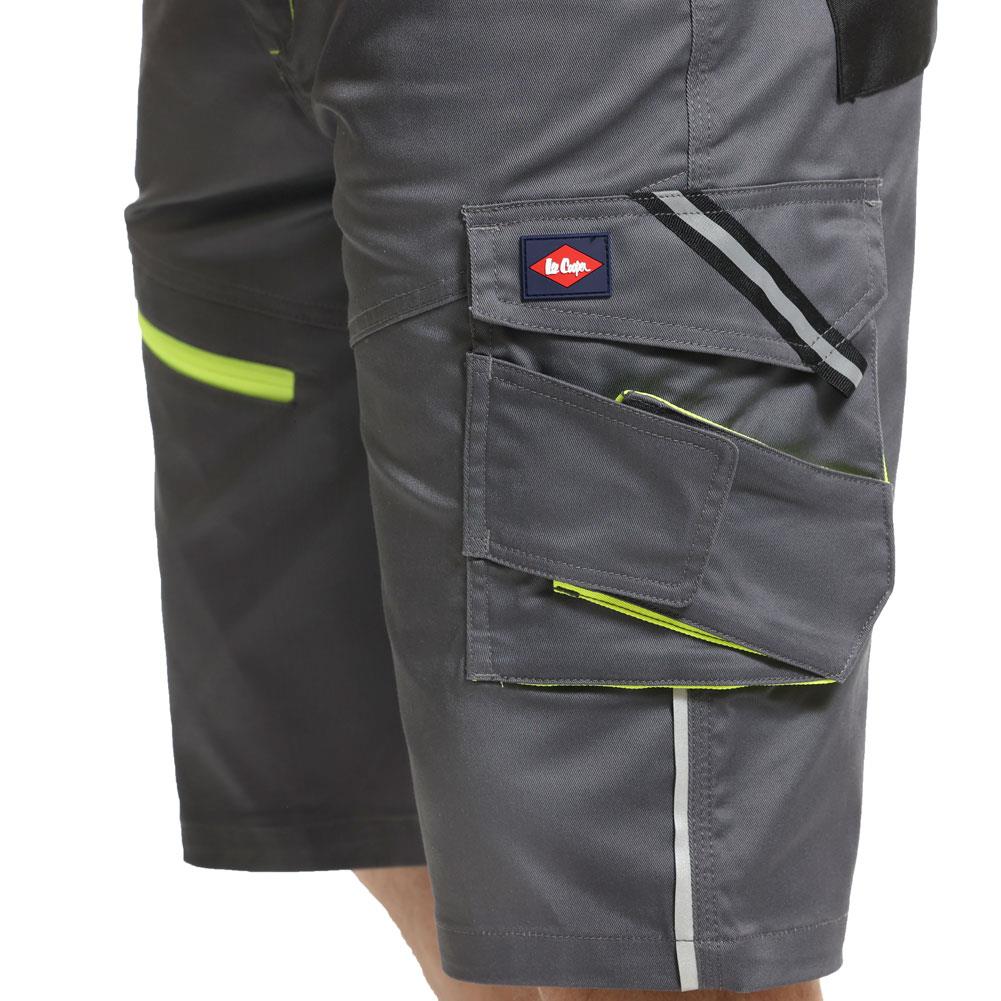 Reflective Trim Multi Pocket Stretch Cargo Shorts