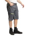 Reflective Trim Multi Pocket Stretch Cargo Shorts