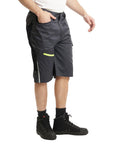 Reflective Trim Multi Pocket Stretch Cargo Shorts