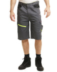 Reflective Trim Multi Pocket Stretch Cargo Shorts